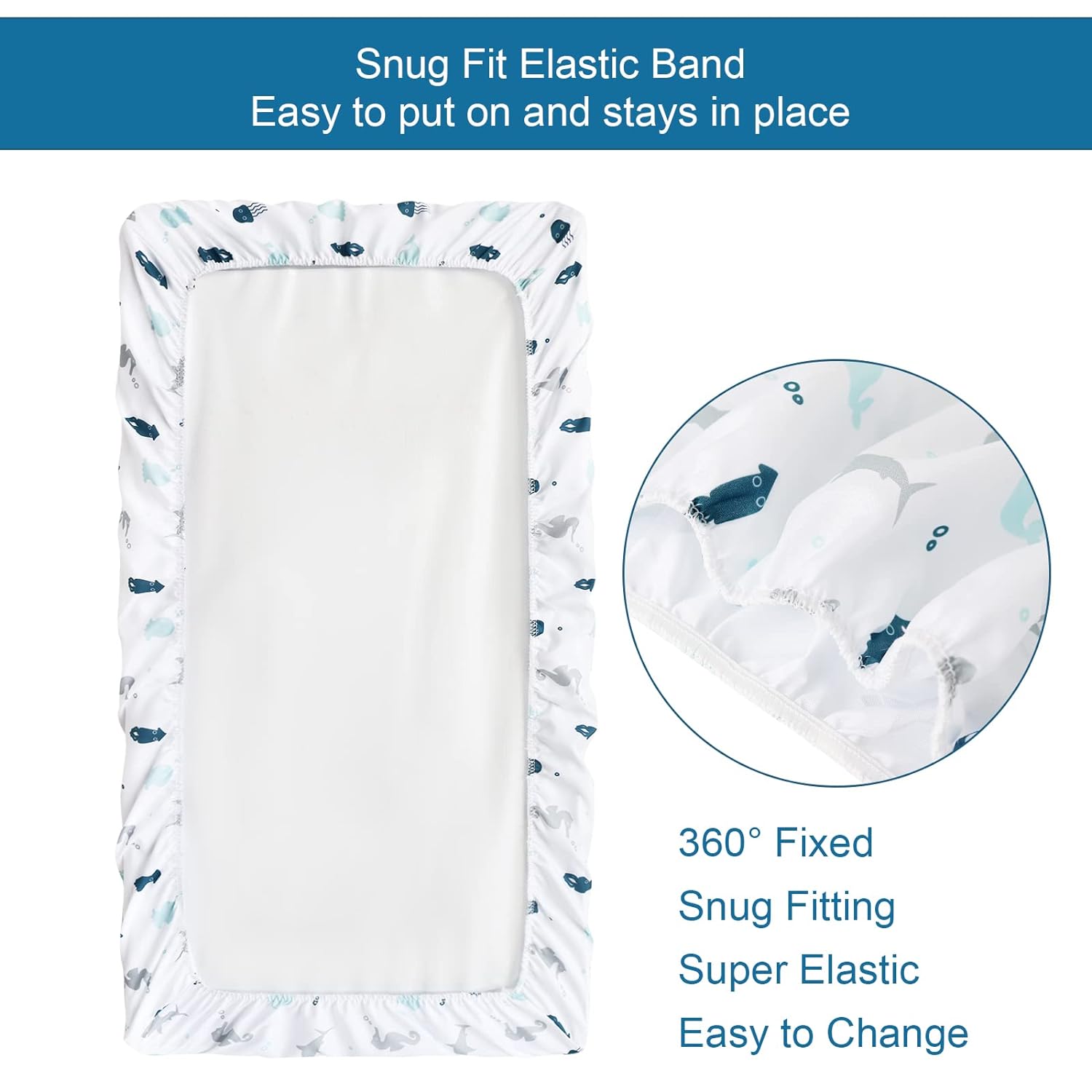 SPRINGSPIRIT Bassinet Sheets 2 Pack Dinosaur Ocean Print