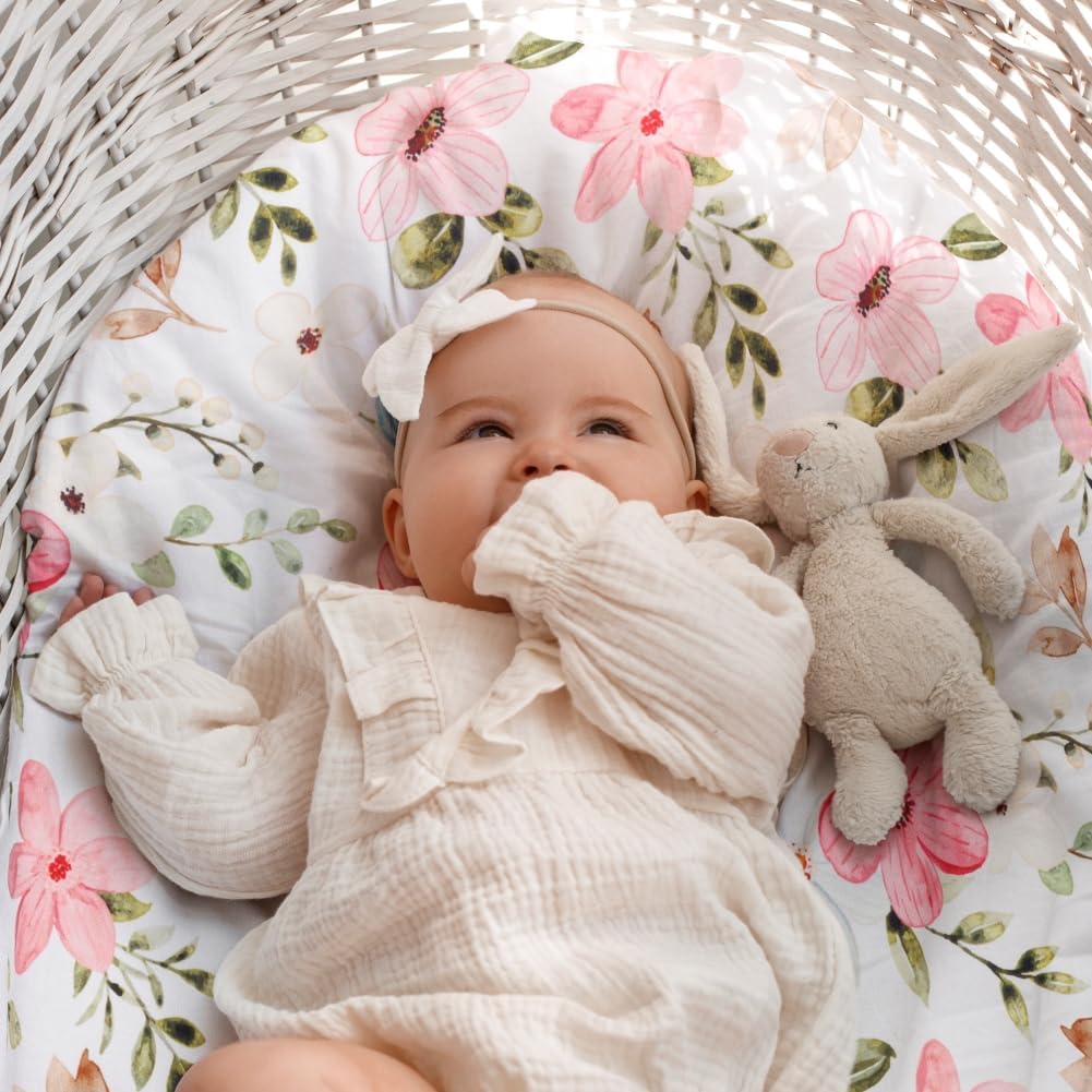 FIGEPO 4 Pack Baby Girl Bassinet Sheets Set 1