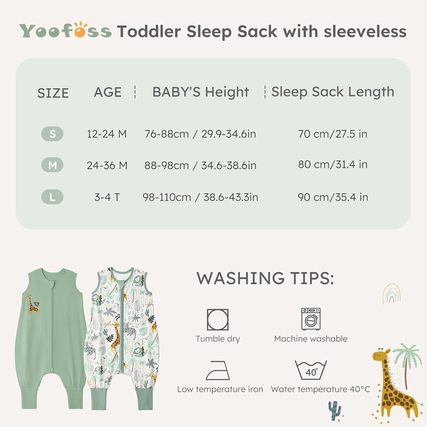 Yoofoss Toddler Sleep Sack with Feet 100 Organic Cotton