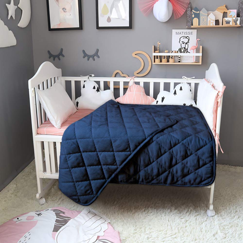 BEDSUM Toddler Microfiber Comforter 39x47 Inches Navy Blue