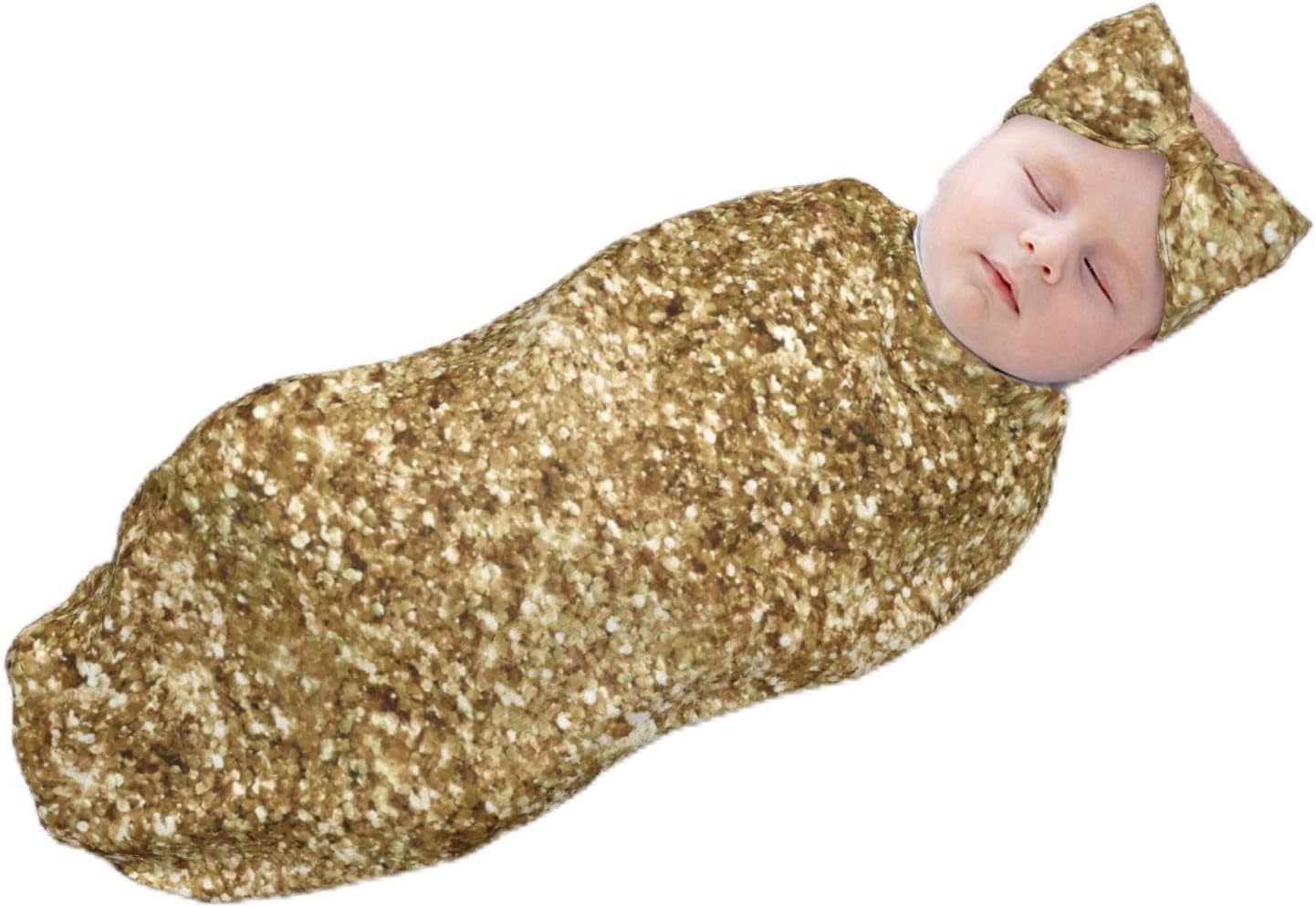 RAAPSBRW Gold Confetti Glitter Butterfly Headband Swaddle Set