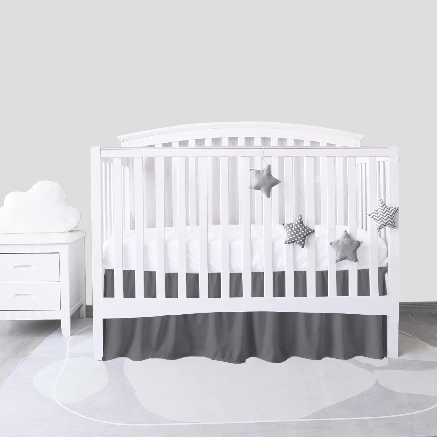 Dark Grey Crib Skirt 28x52 with 14 Drop