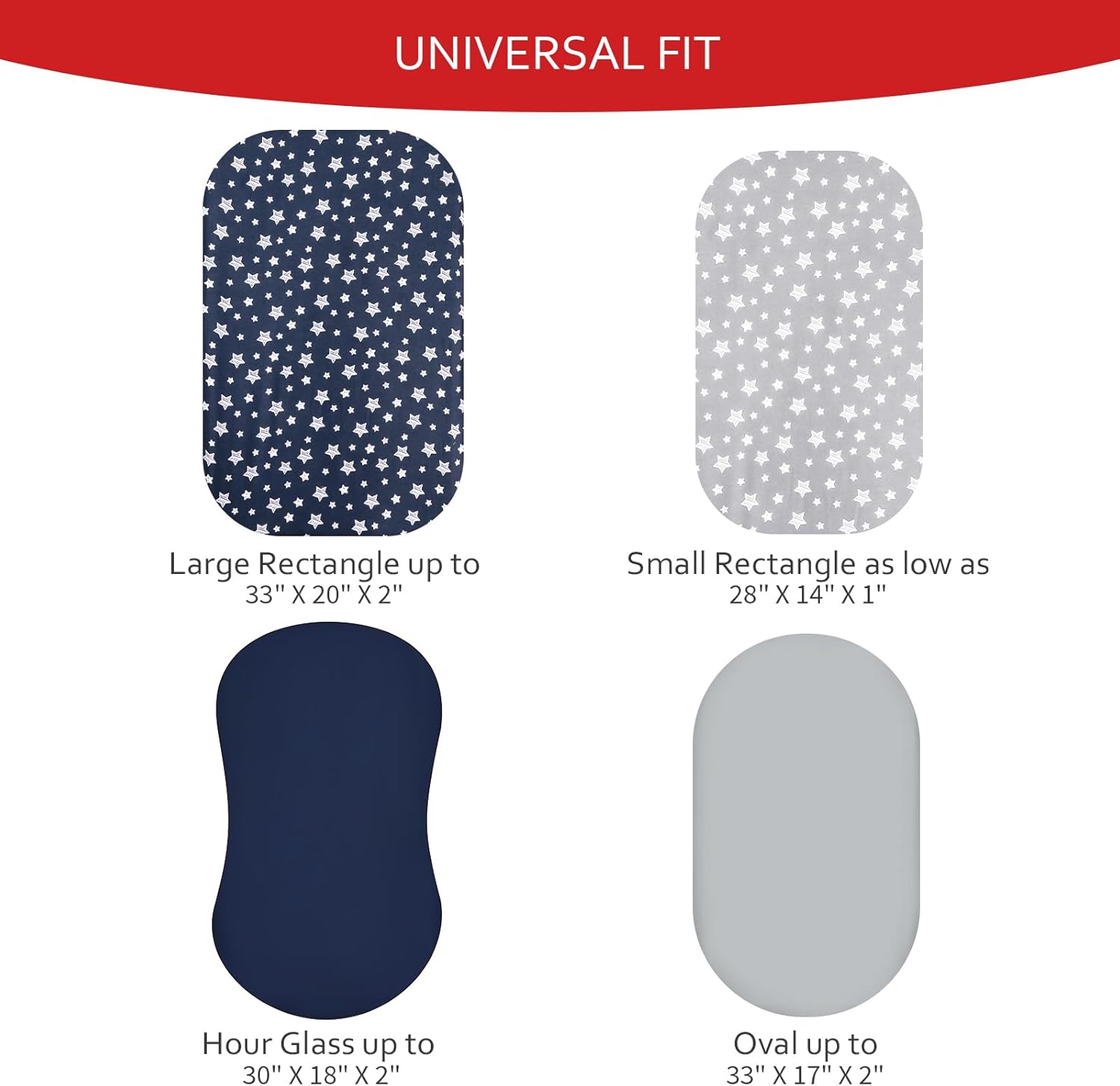 Moonsea Bassinet Sheets Set 4 Pack Navy Universal Fit