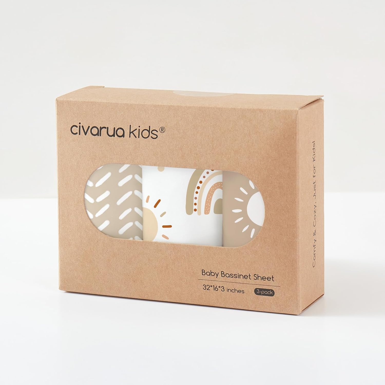 CIVARUA KIDS Bassinet Sheets 3 Pack Cloud Rainbow