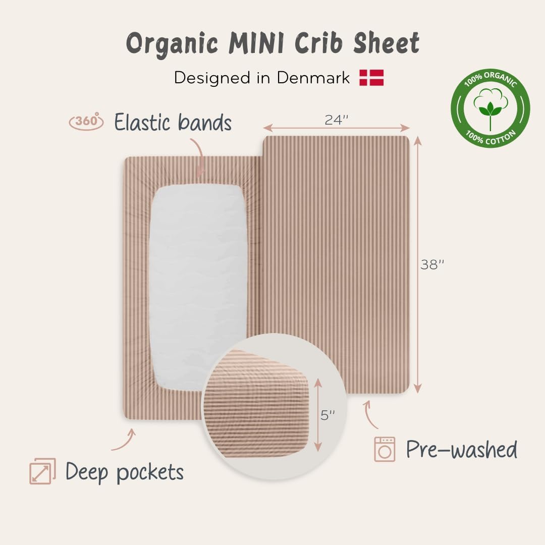 Huxie Mini Crib Sheets Organic Cotton Muslin Fitted 24x38