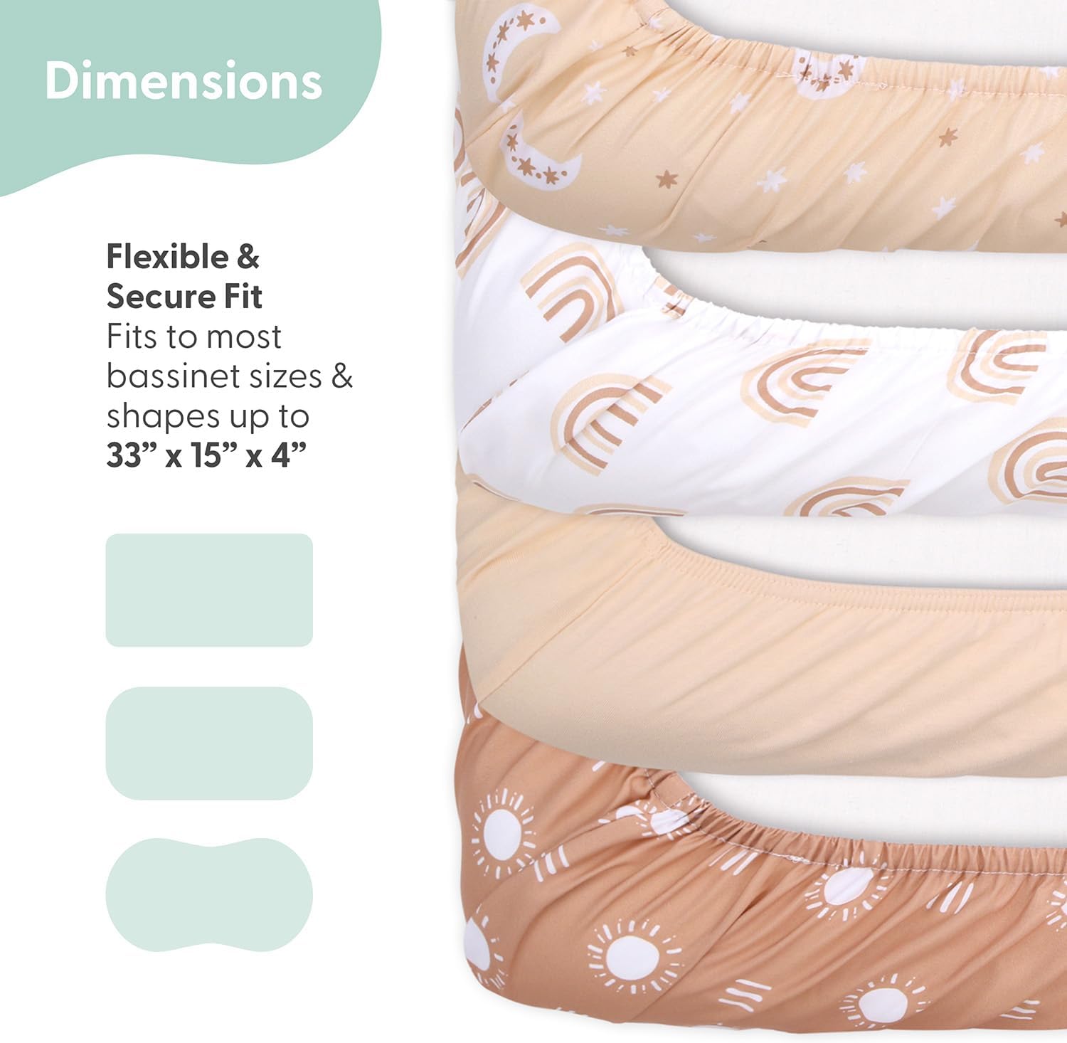 The Peanutshell Boho Bassinet Sheets 4-Pack for Baby