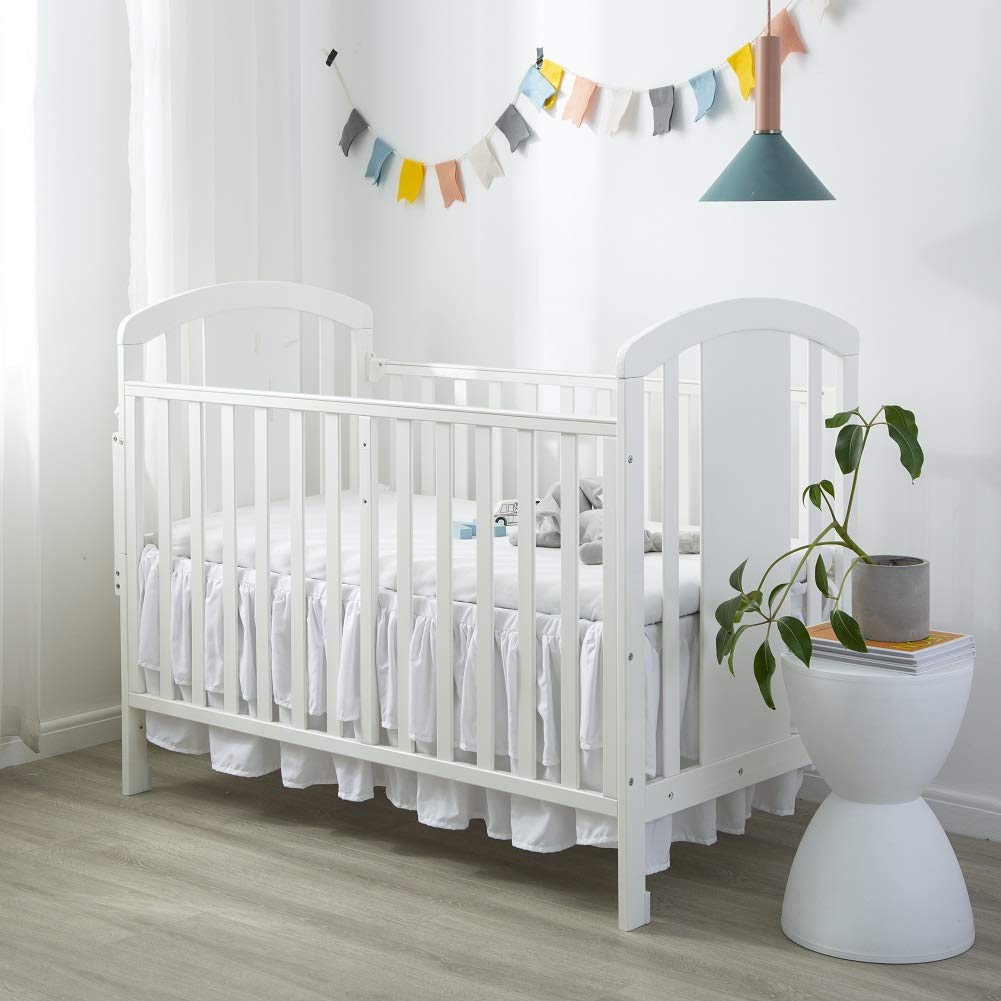 JSD White Ruffled Crib Bed Skirt 14 Deep Drop