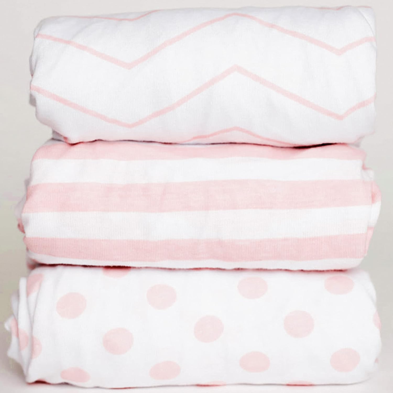 3 Fitted Bassinet Sheets Pink Set - OEKO-TEX Cotton