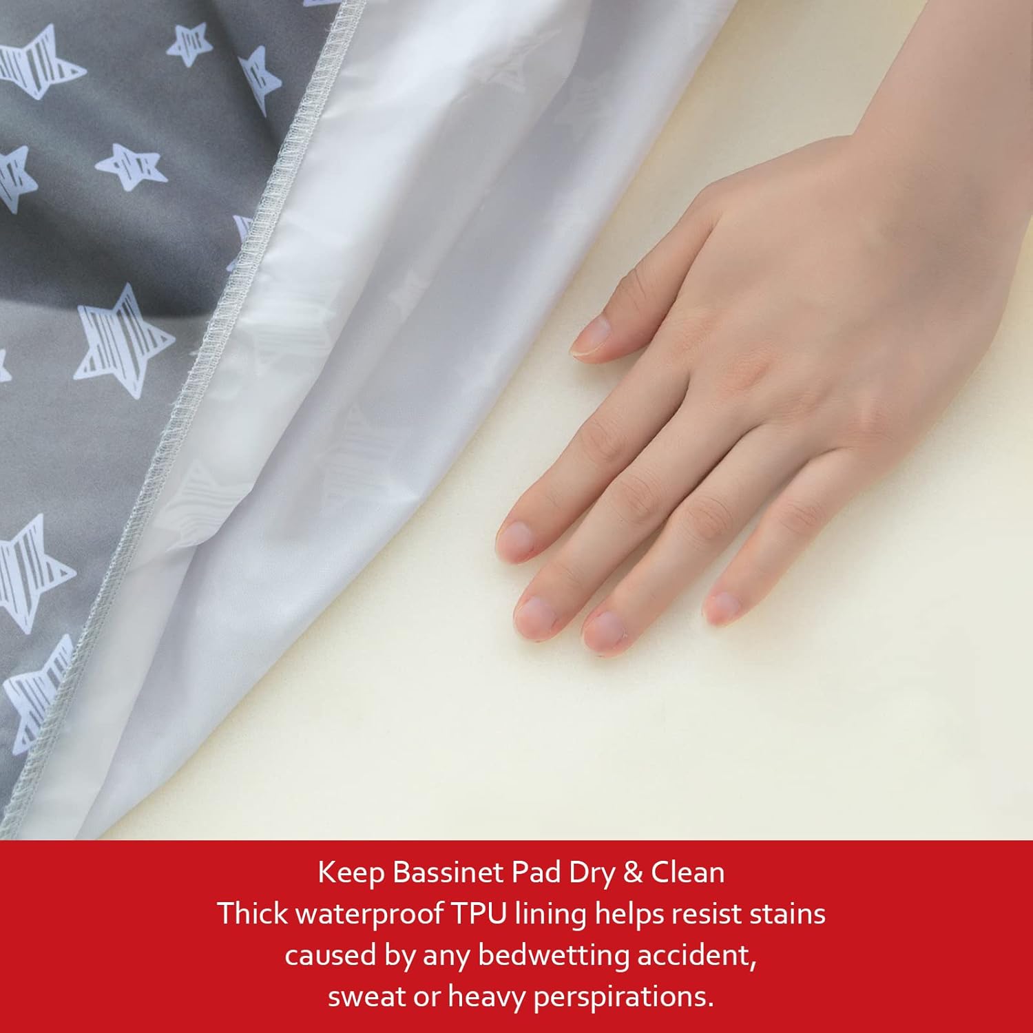 Moonsea Waterproof Bassinet Sheets 2 Pack Grey White