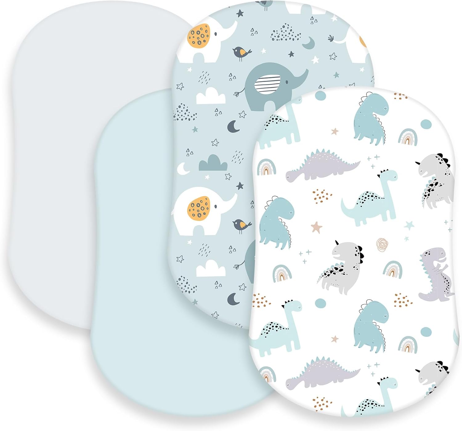 Rtteri 4 Pcs Baby Bassinet Sheets Soft Cotton Animals