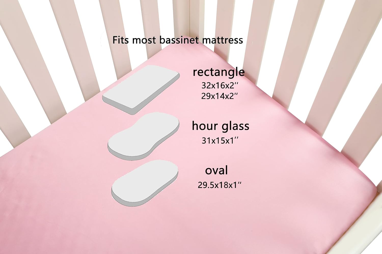Satin Bassinet Sheet Set 2 Pack Ultra Soft Lt Grey Pink