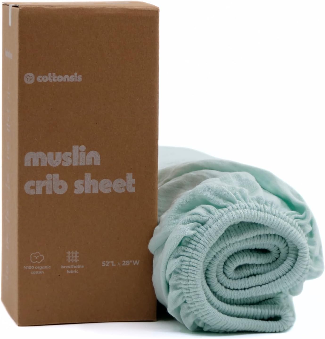 Cottonsis Muslin Crib Sheet - Organic Turkish Cotton Oeko-Tex Certified 52x28