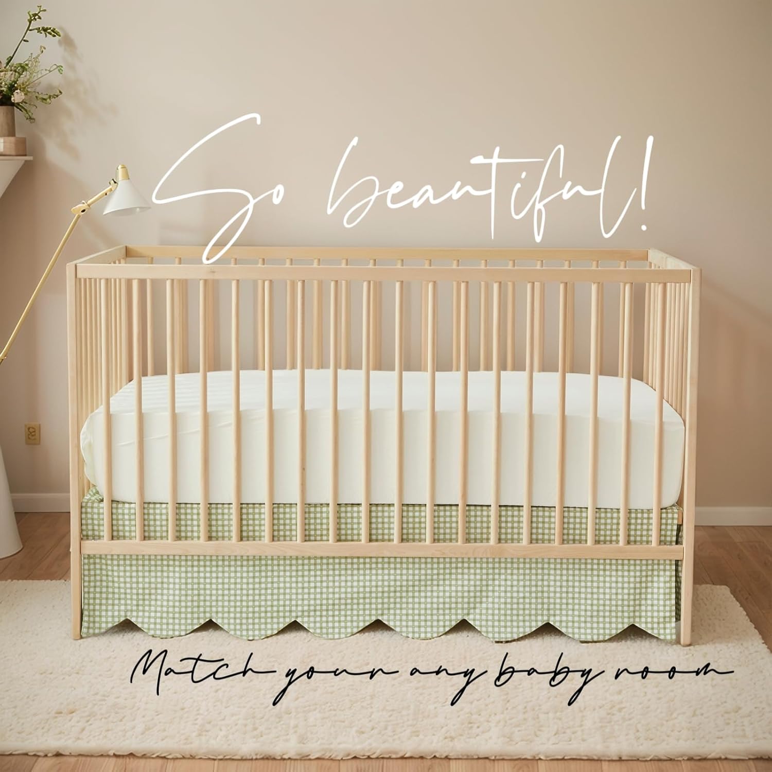 Brandream Scallop Edge Crib Skirt 100 Cotton Farmhouse Boho Bed Skirt