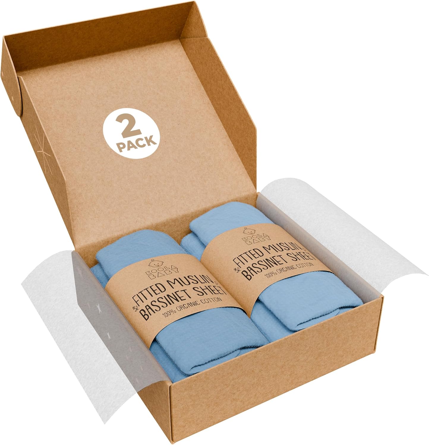KoolerThings Bassinet Sheets 2 Pack - Organic Muslin Cotton