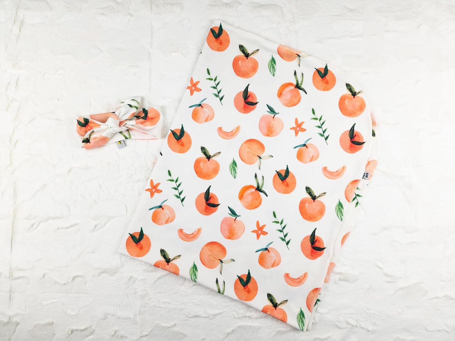 TeoBee Peach Swaddle and Headband Set 0-6 Months