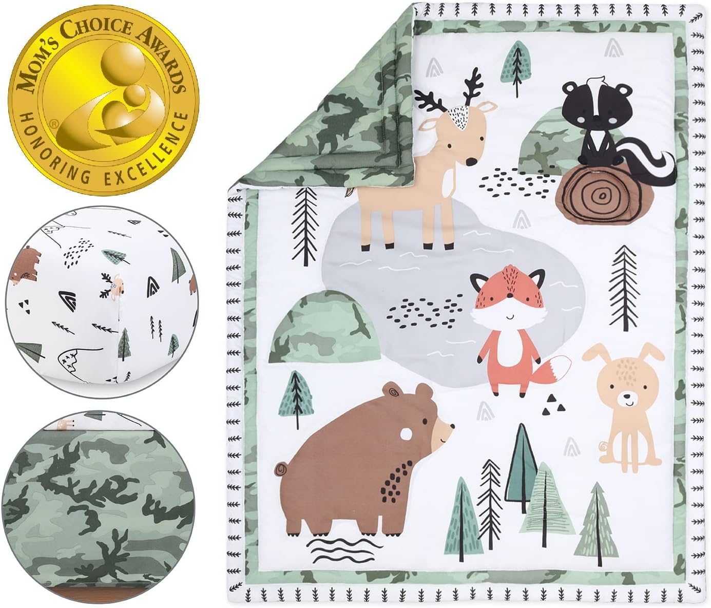 Peanutshell 3-Piece Crib Bedding Set for Boys - Woodland Camo