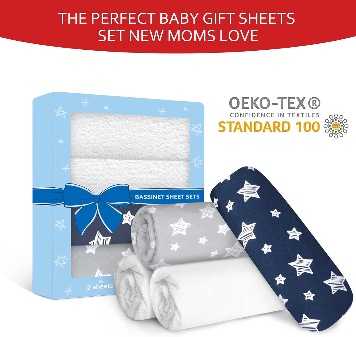 Moonsea Bassinet Sheets 4 Pack Set Bamboo Viscose Waterproof Protector