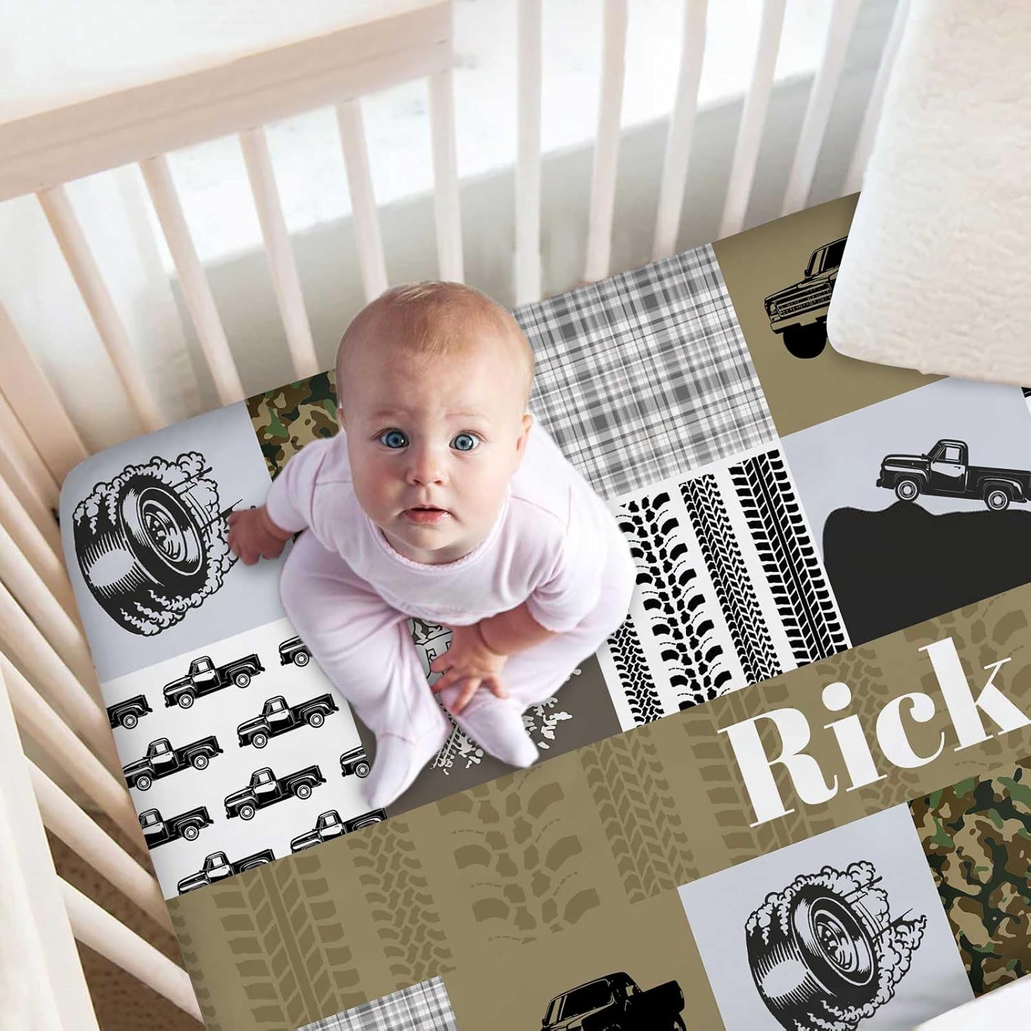 Custom Baby Crib Bedding Set for Boys Personalized Name 3-Piece Set