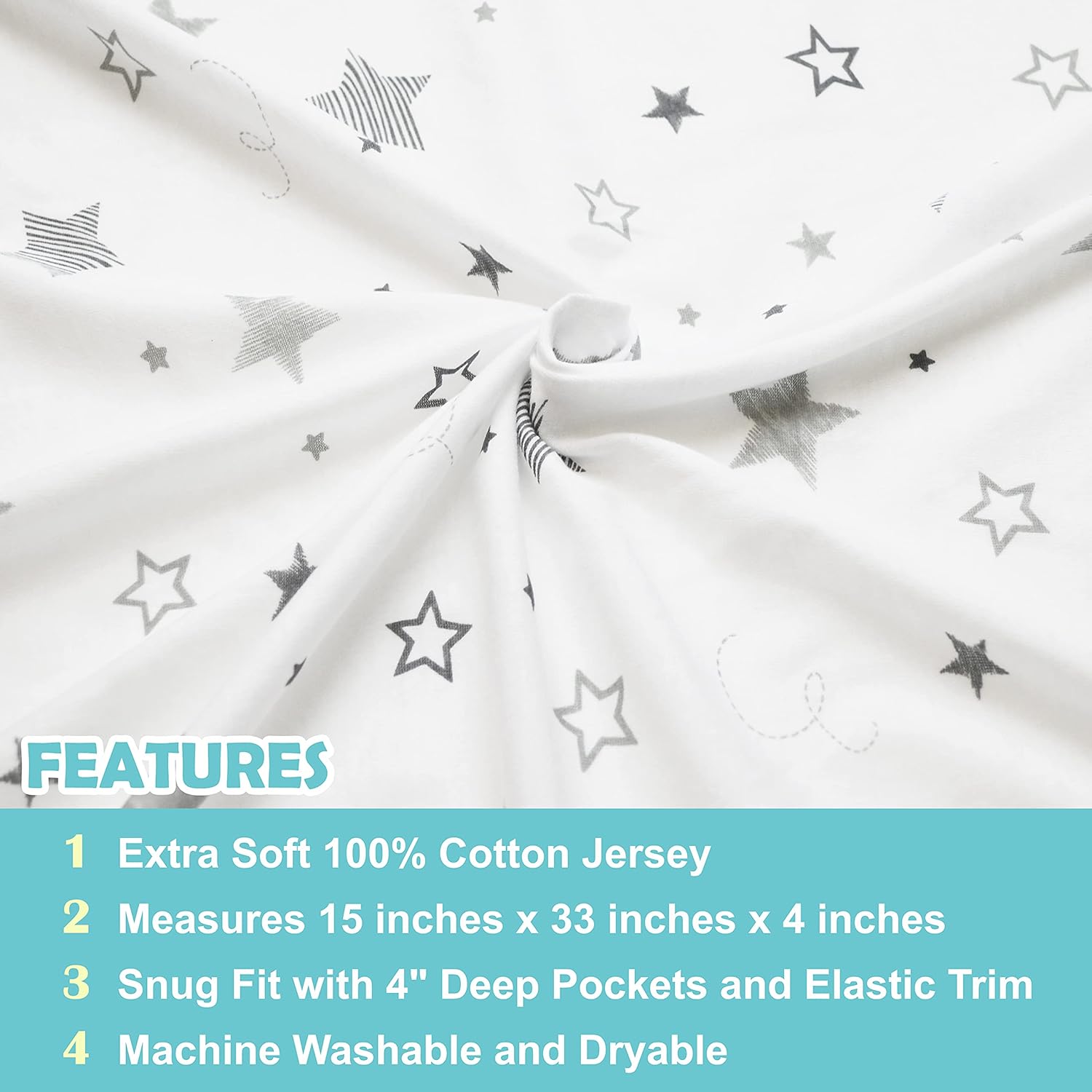 American Baby Company Bassinet Sheet - Super Stars Design