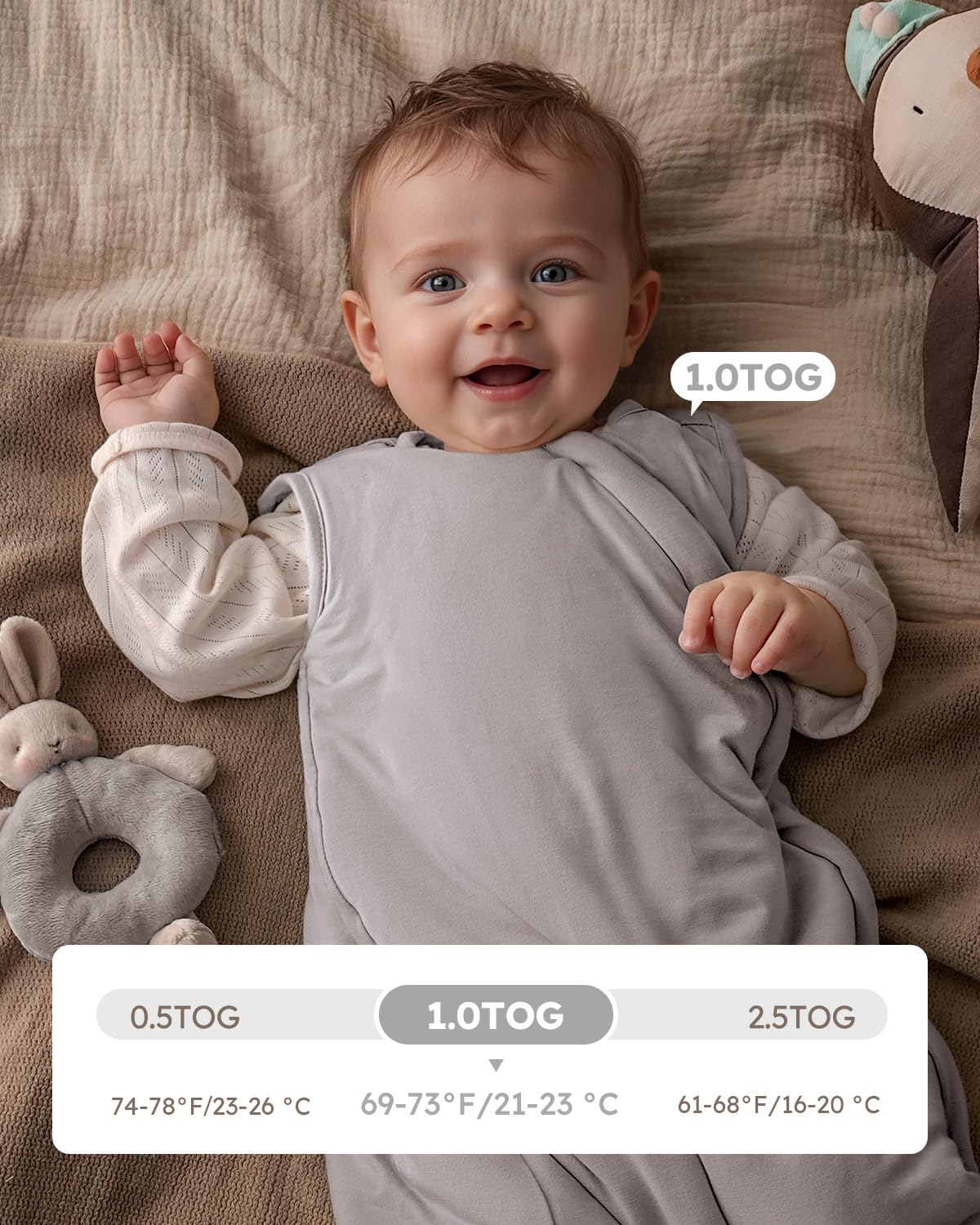 Yoofoss Bamboo Rayon Baby Sleep Sack 6-12 Months 10 Tog 1