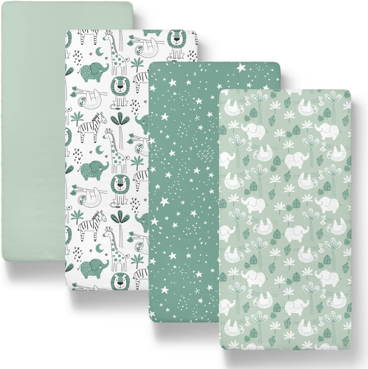 The Peanutshell Green Safari Bassinet Sheets 4-Pack