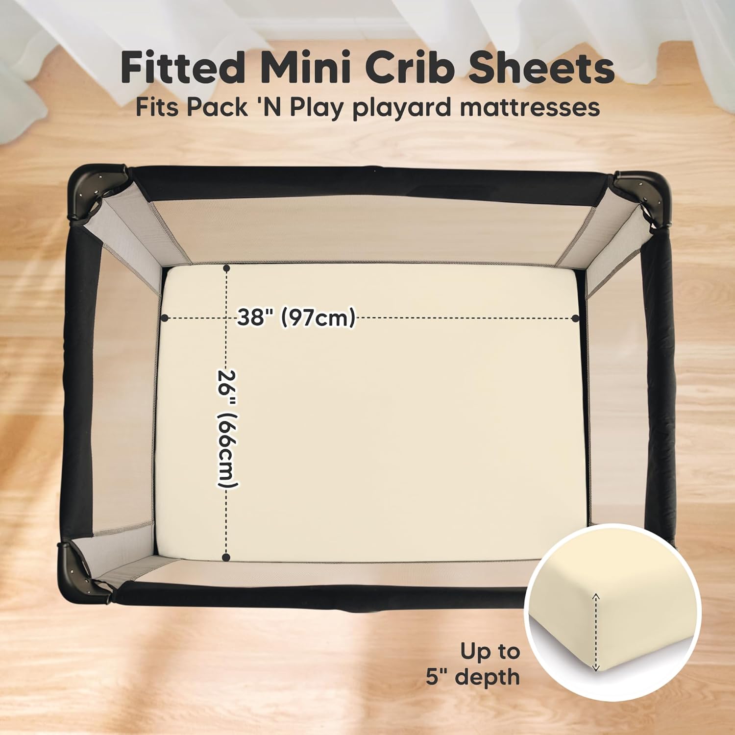 KeaBabies 2-Pack Pack and Play Sheets - Latte
