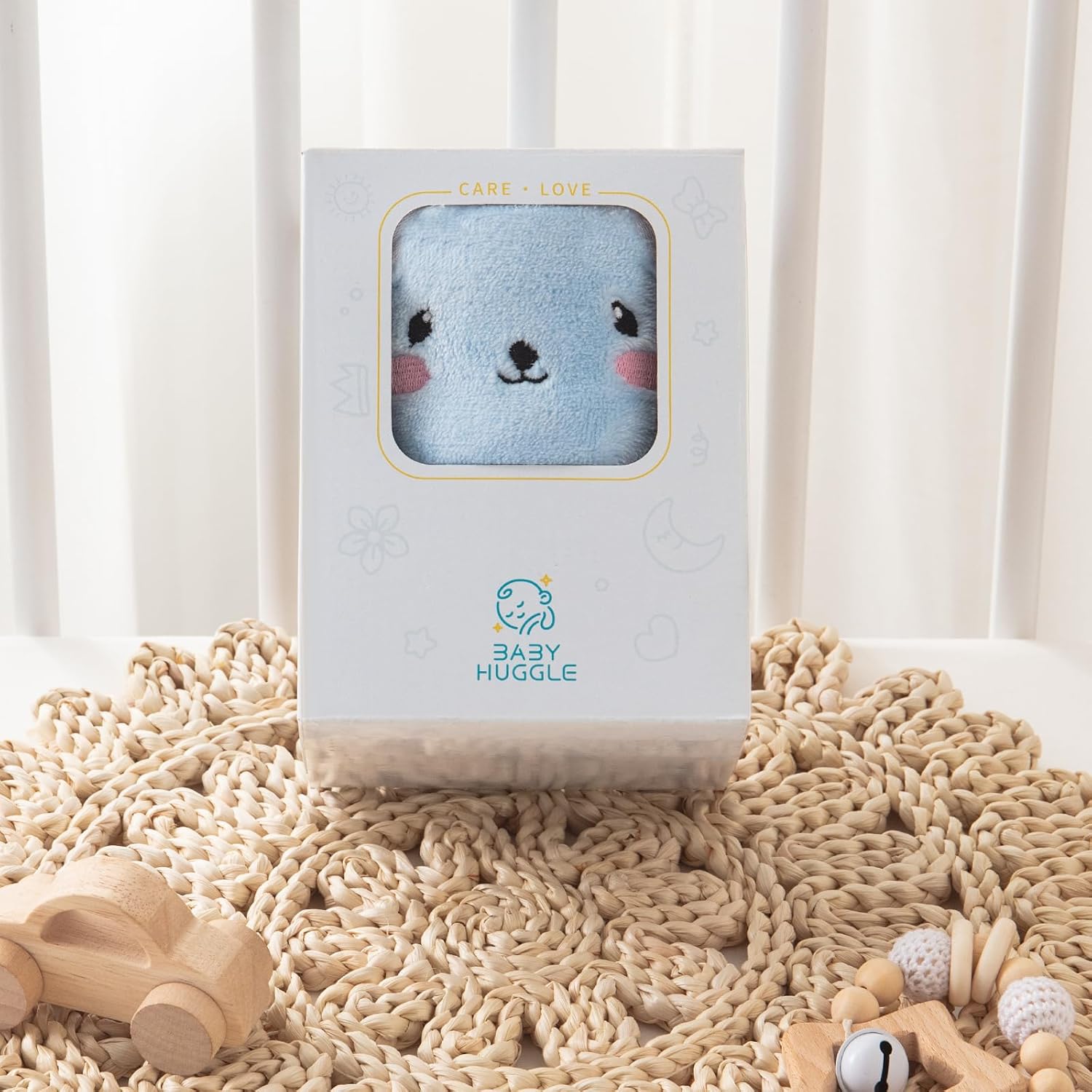 Babyhuggle Foldable Bear Plush Receiving Blanket