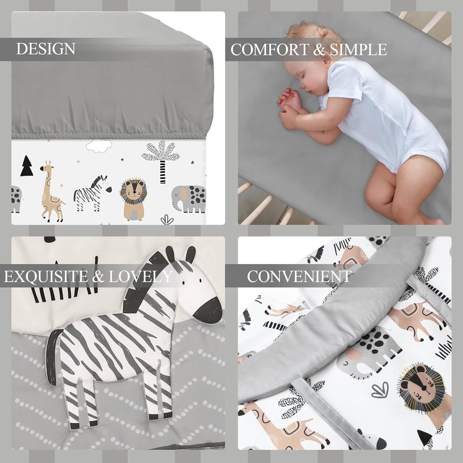 4 Piece Woodland Forest Animals Crib Bedding Set
