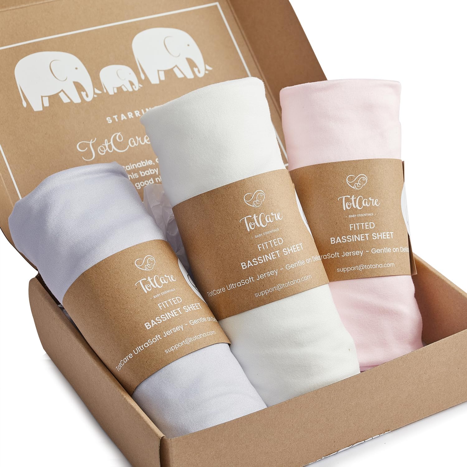 TotCare Bassinet Sheets 3 Pack - Buttery Soft Premium Stretchy Jersey Knit