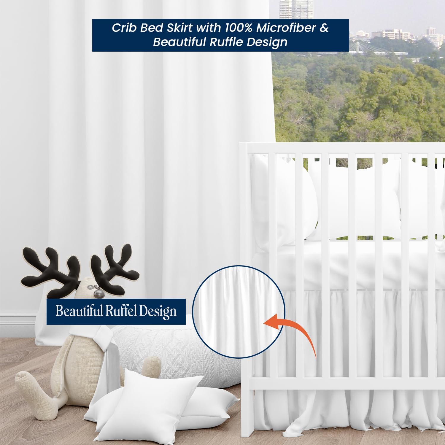 Dees Collection Ruffled Crib Bed Skirt - 24x42 Inch White 14 Drop 1