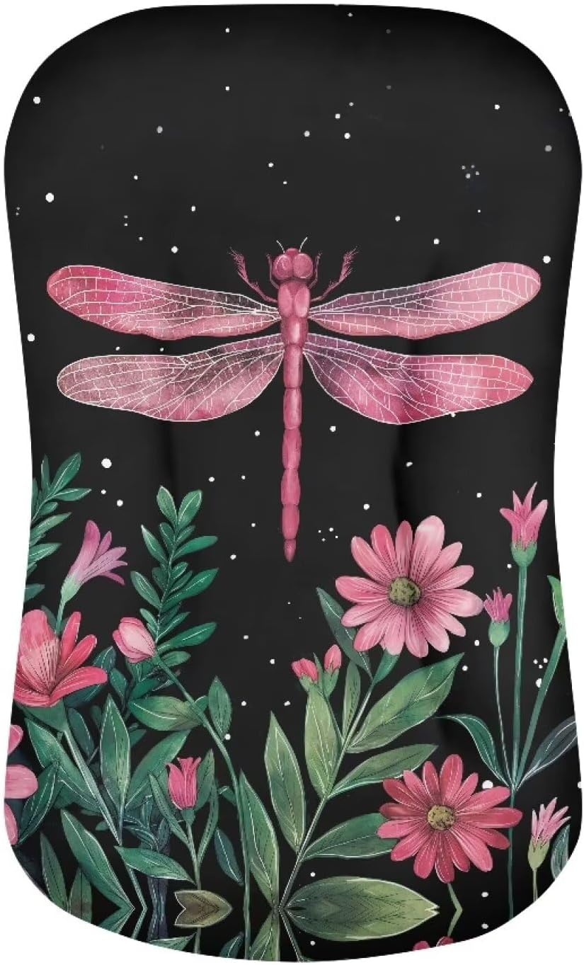 ZDCUSTOM Dragonfly Flower Bassinet Sheet Soft Breathable and Universal Fit