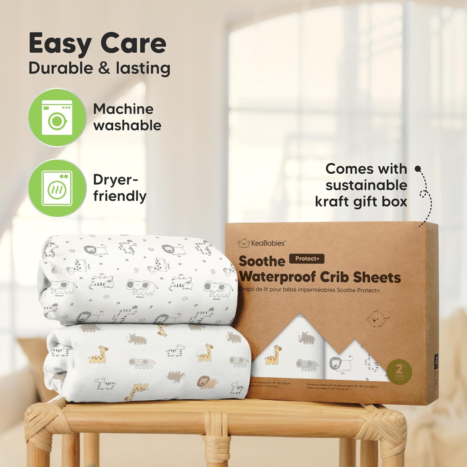 KeaBabies 2-Pack Organic Cotton Crib Sheets for Boy and Girl