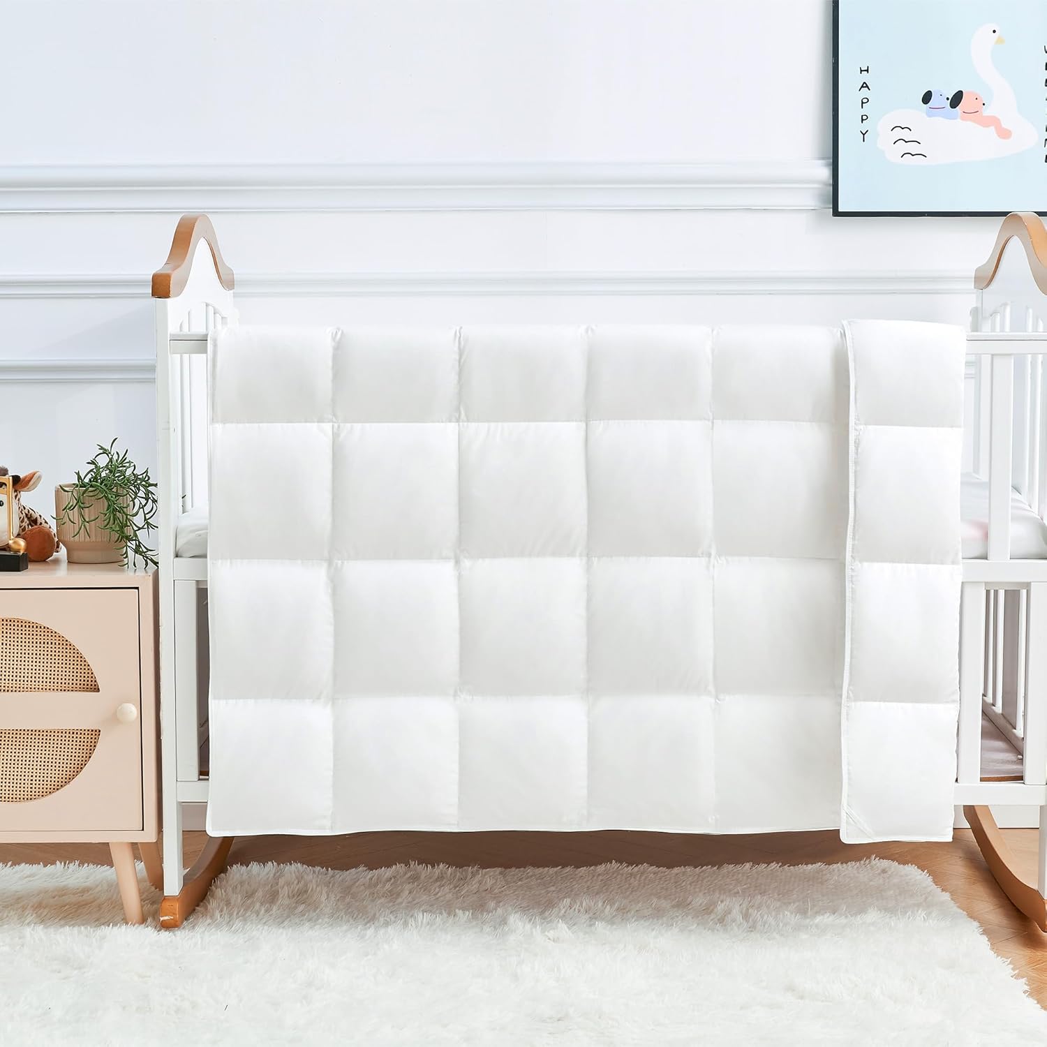 ROSE FEATHER Summer Cooling Baby Quilt with Corner Tabs