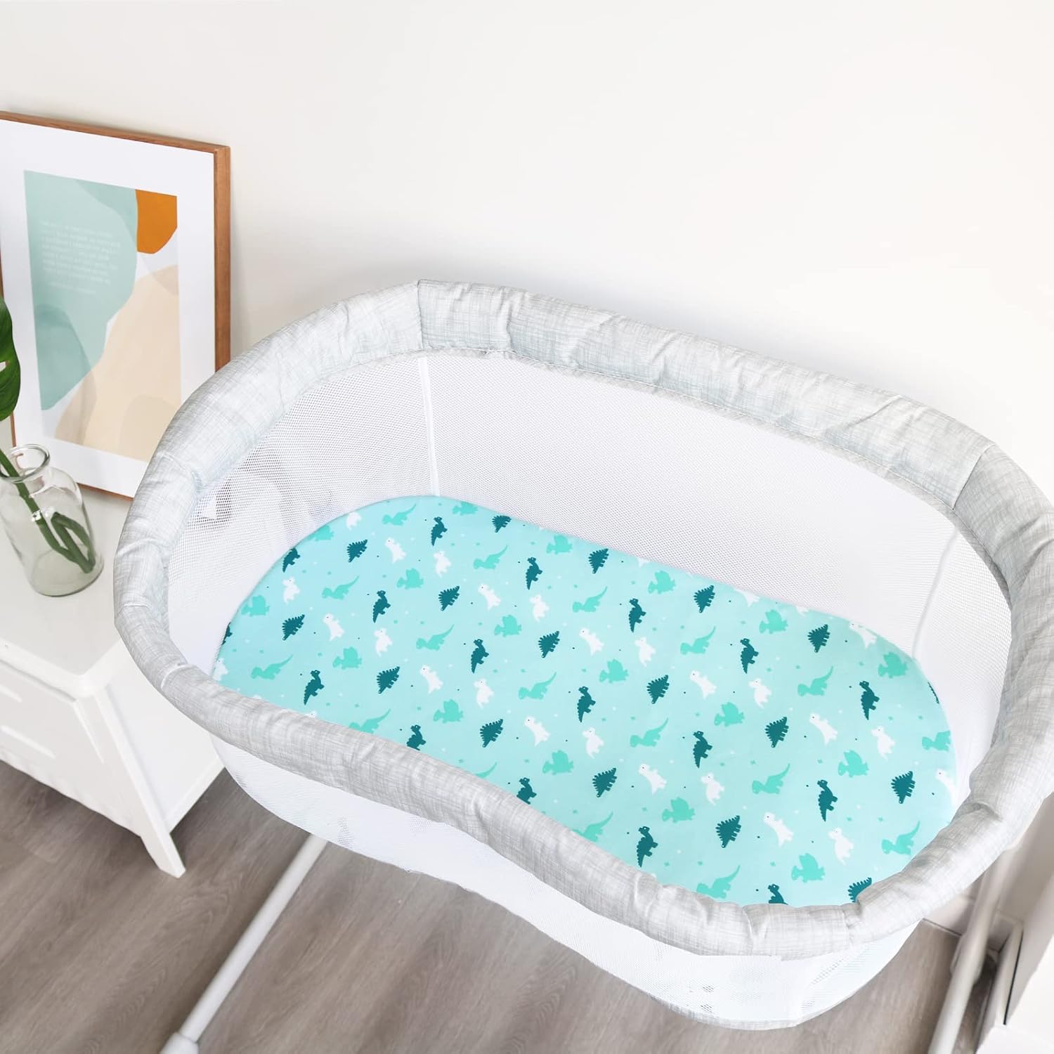 SPRINGSPIRIT Bassinet Sheets 2 Pack Dinosaur Ocean Print
