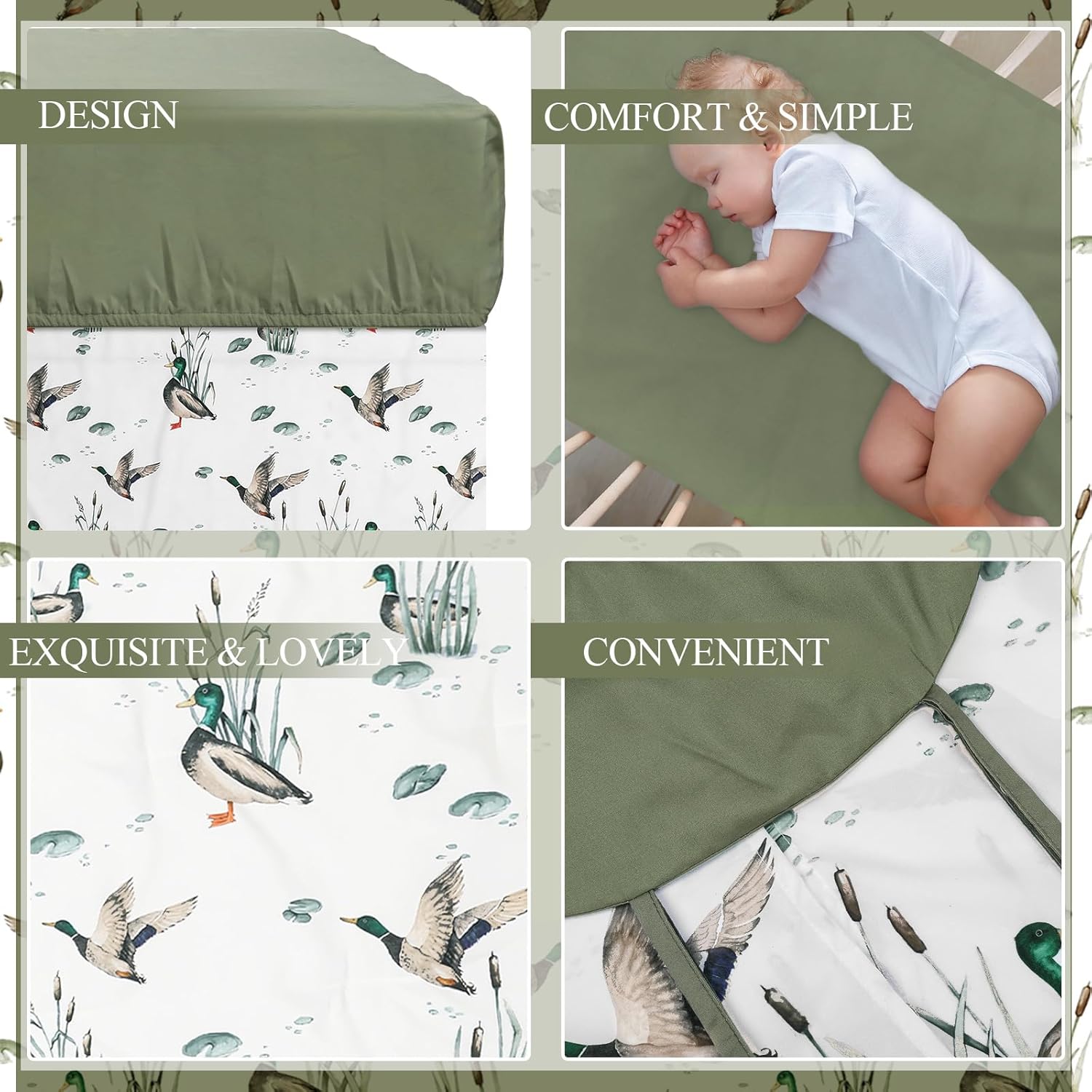 Oudain 4-Piece Mallard Duck Crib Bedding Set 1