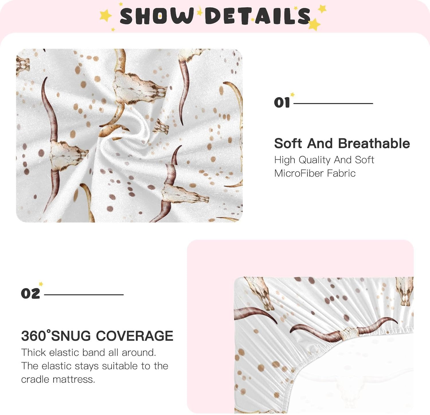 VIGTRO Western Bull Crib Sheets for Boys Girls