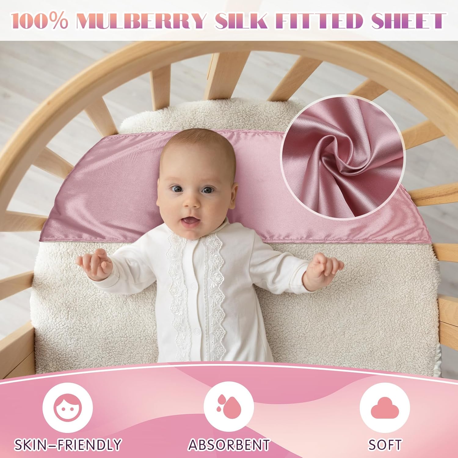 Hosuly 2 Pcs Satin Bassinet Sheets for Newborns 1
