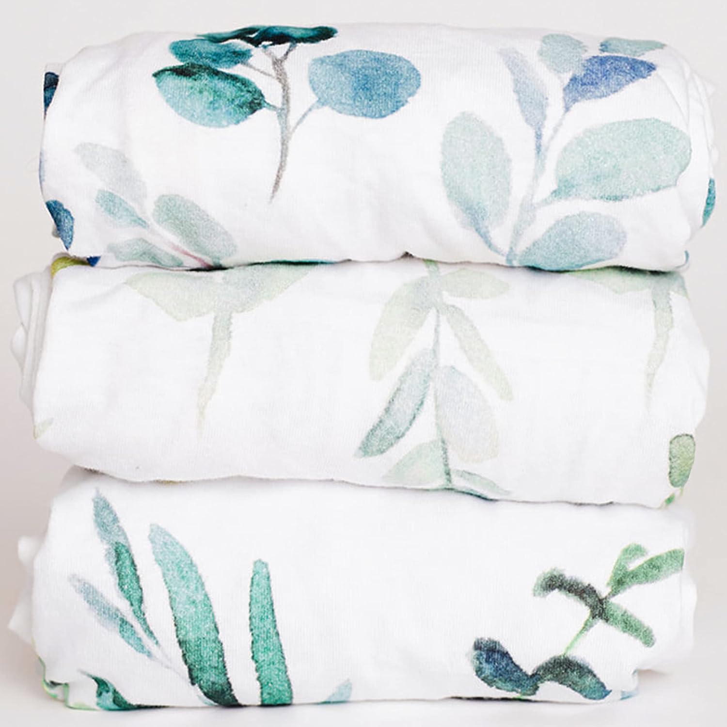 3 Fitted Bassinet Sheets Leafy Set - Oeko-Tex Cotton