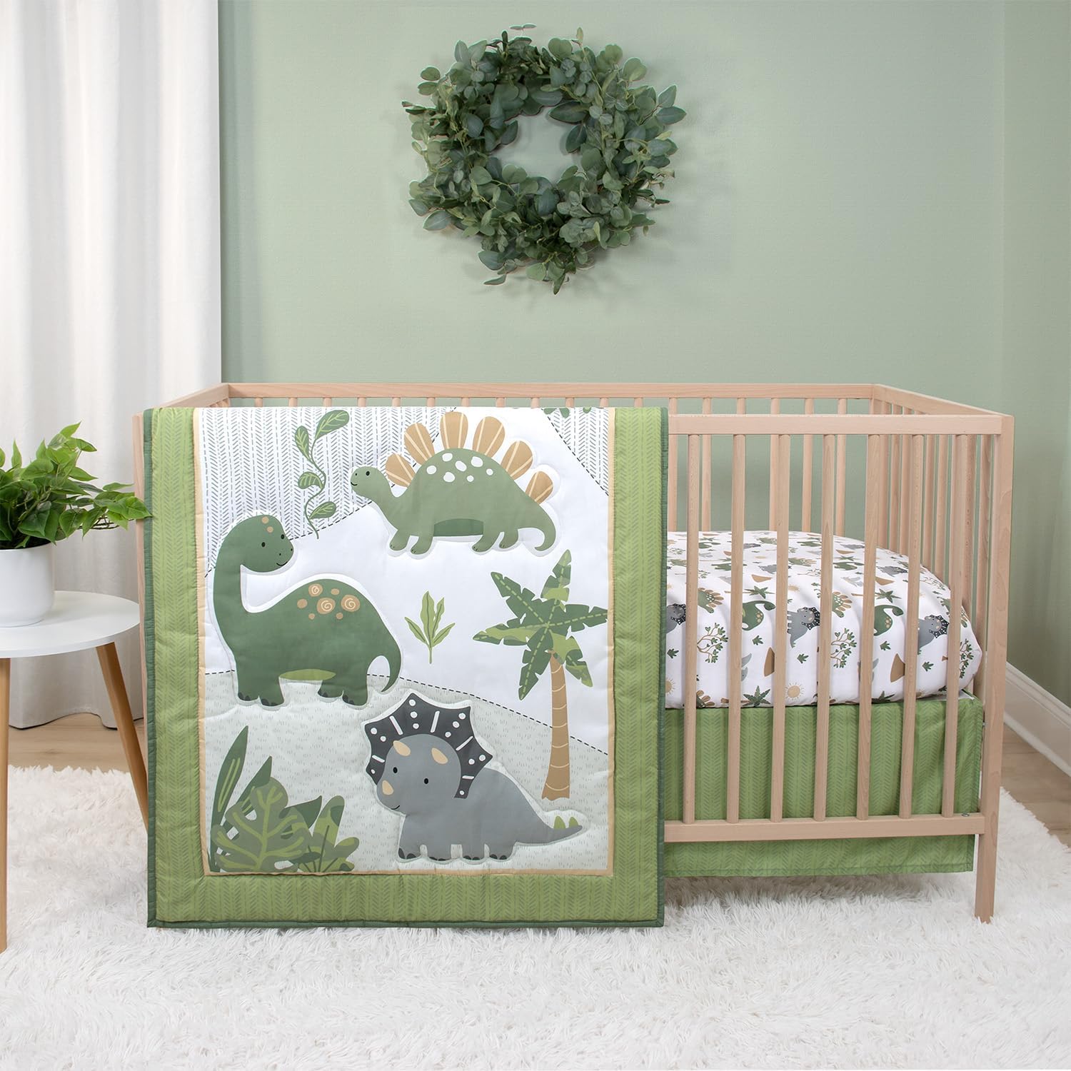 The Peanutshell Dinosaur Dreams Crib Bedding Set 3-Piece