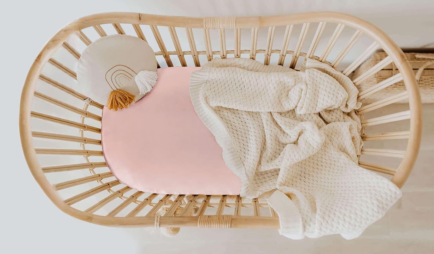 SiinvdaBZX Silky Soft Pink Bassinet Fitted Sheet
