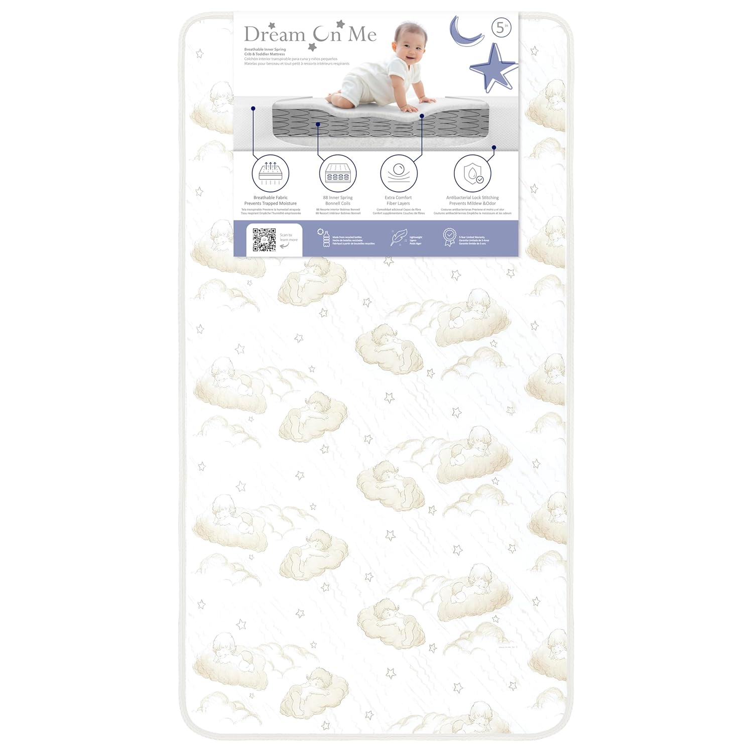 Dream On Me Twilight 5 Crib Mattress 2-in-1 Firm and Plush