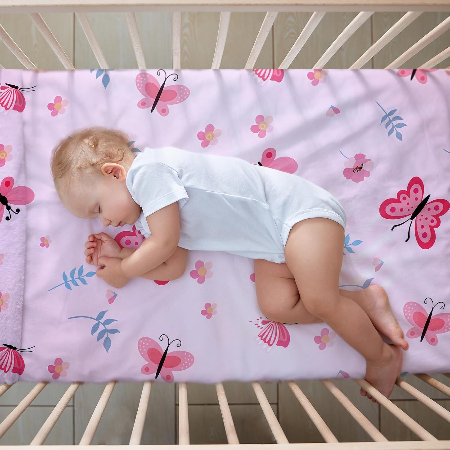 Tudomro 3-Piece Butterfly Crib Bedding Set for Girls