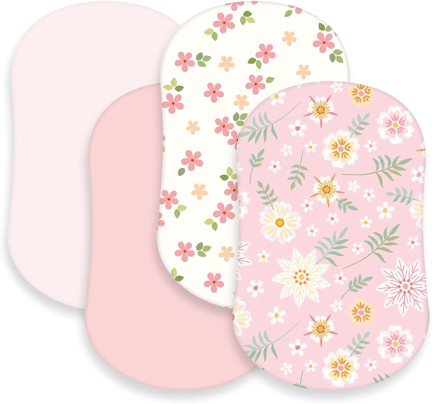 Rtteri 4 Pcs Baby Bassinet Sheets Soft Cotton Boho Flowers