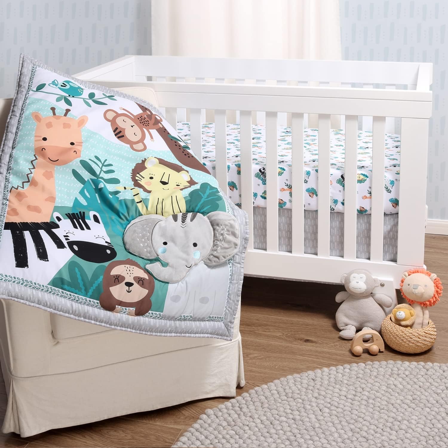 The Peanutshell Safari Crib Bedding Set 3 Piece