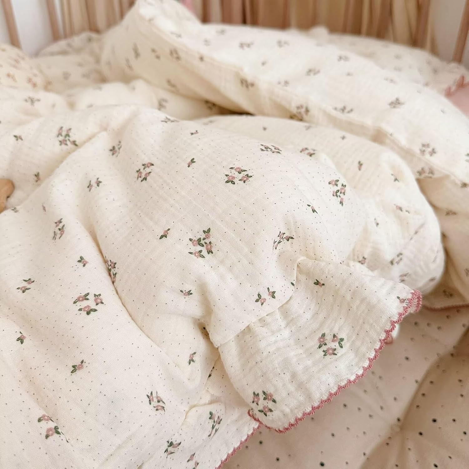 BuLuTu 100 Cotton Muslin Duvet Cover 47x59 Primrose Print No Filler