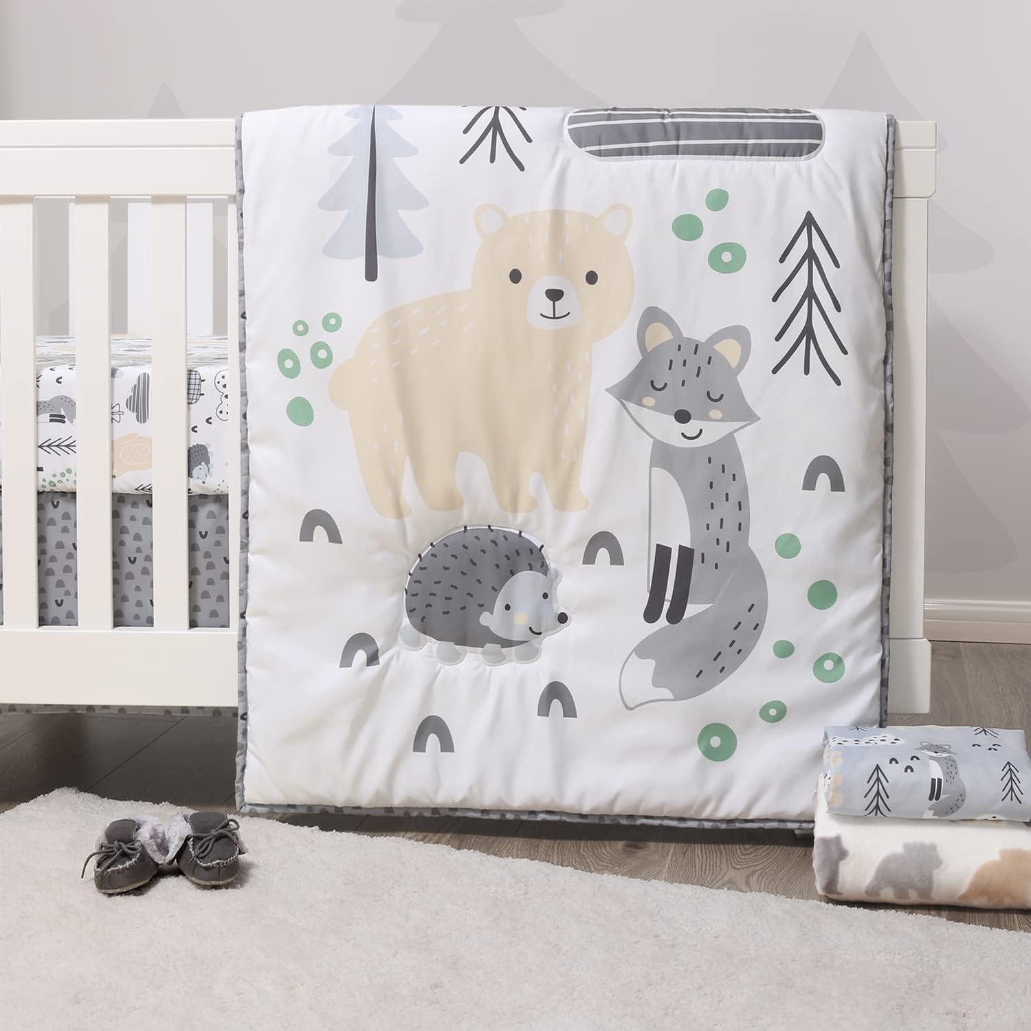 The Peanutshell 5 Piece Baby Crib Bedding Set - Woodscape