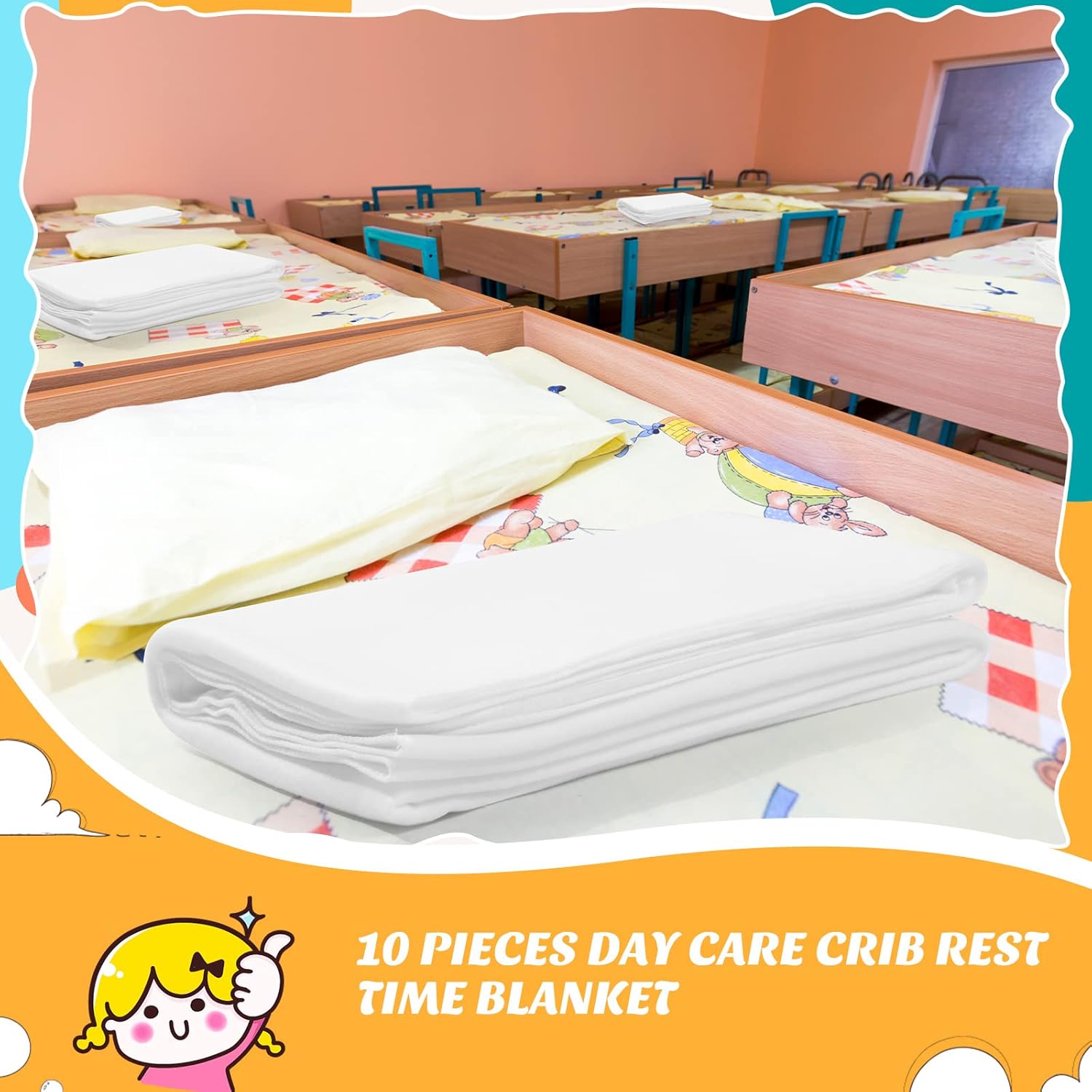 Lounsweer 10-Pack Daycare Blanket 39 x 59 Inch White
