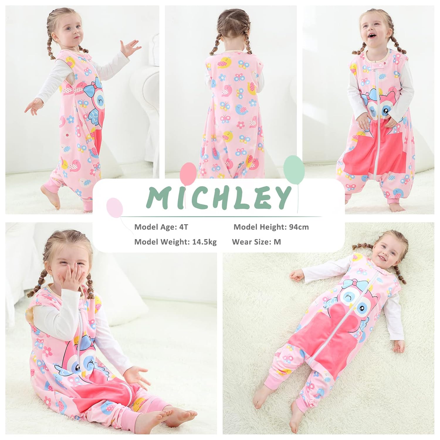 MICHLEY Owl Wearable Blanket Toddler 1-3T