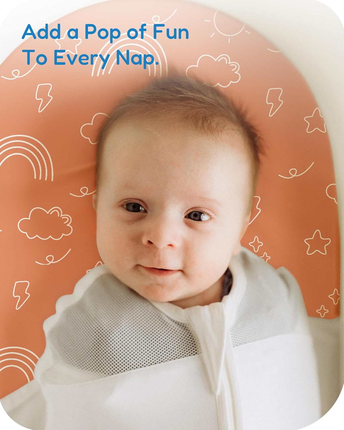 TOTCHILL Bassinet Sheet Set - Orange Cloud and Rainbow Design