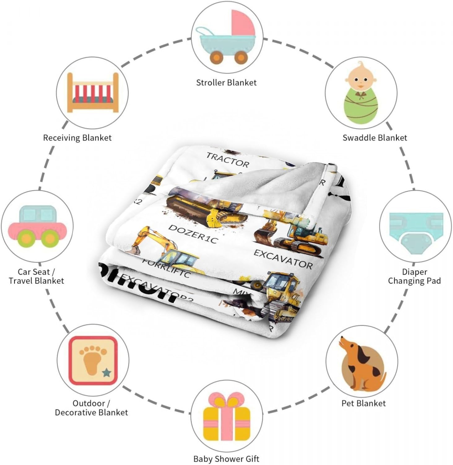 MATCHASTAR Truck Custom Name Flannel Throw Blanket for Kids